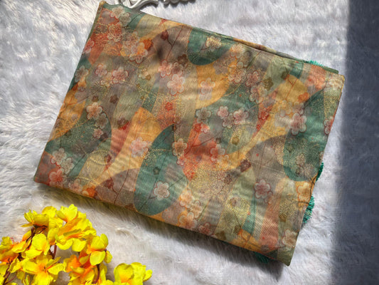 Light Green Floral Saree