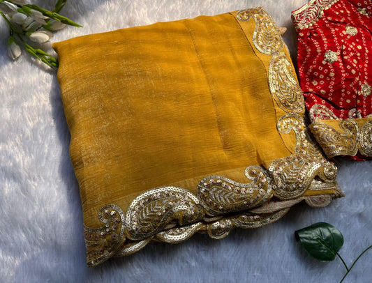 Yellow Saree With Readymade Blouse