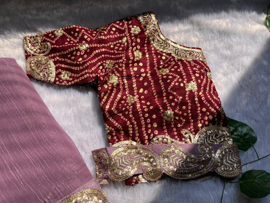 Purple Saree With Readymade Blouse