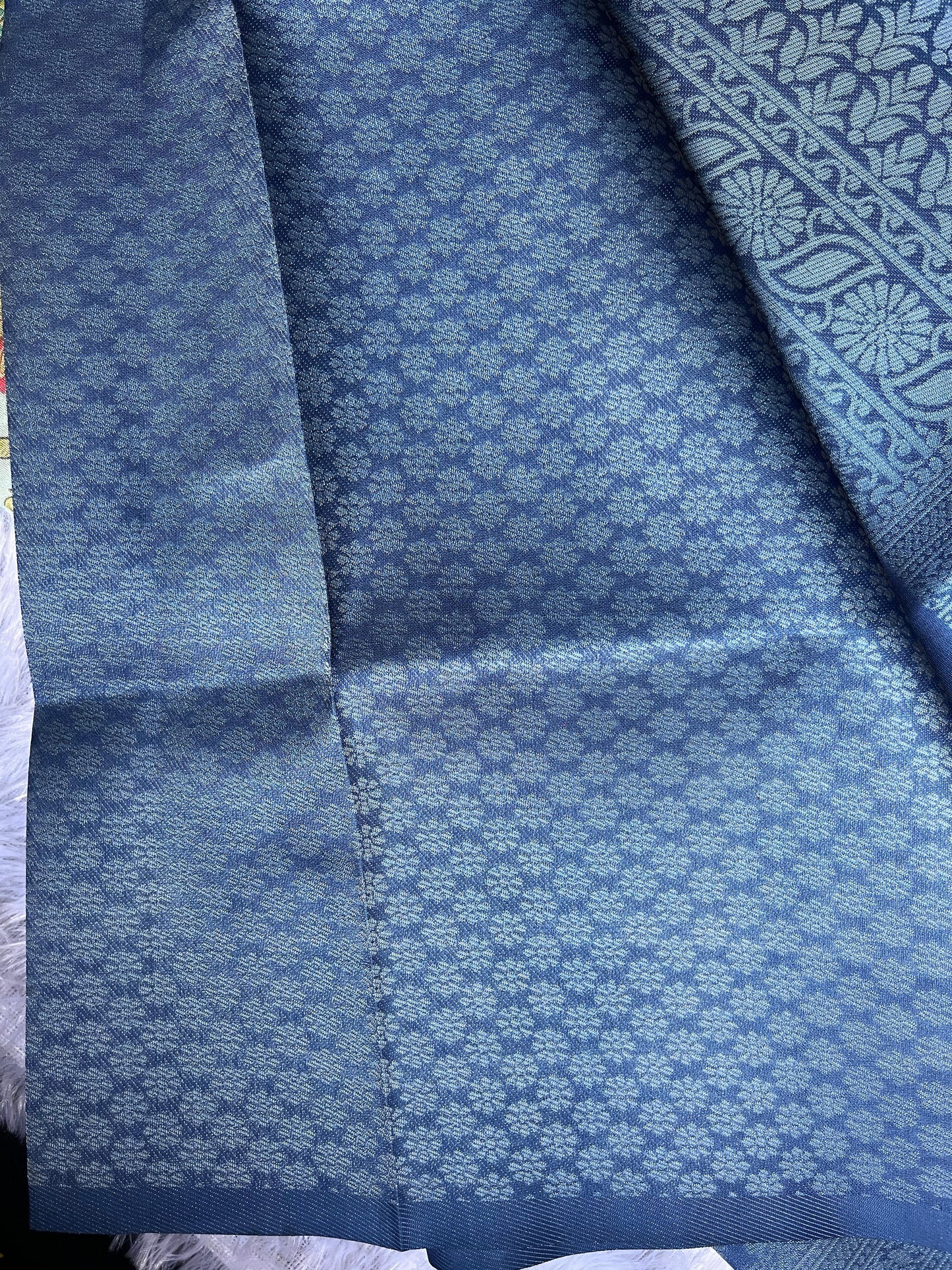 Blue Digital Floral Print Saree