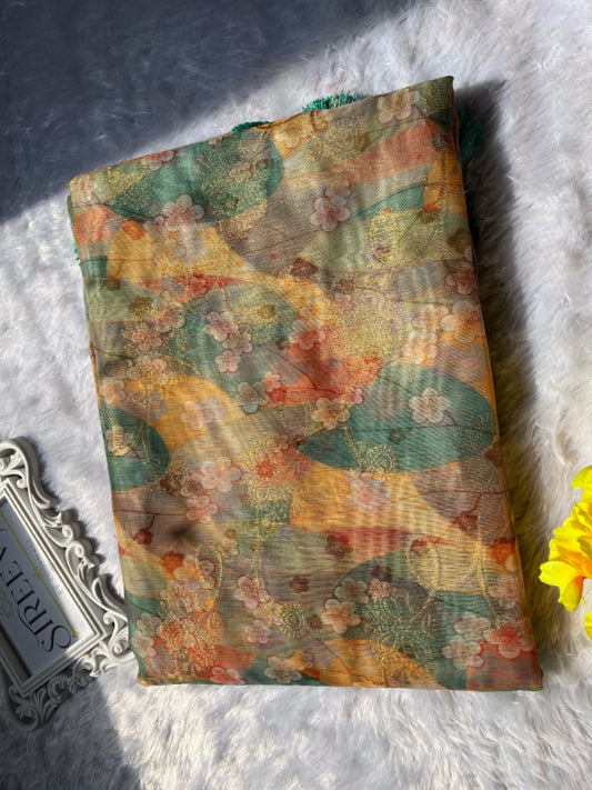 Light Green Floral Saree