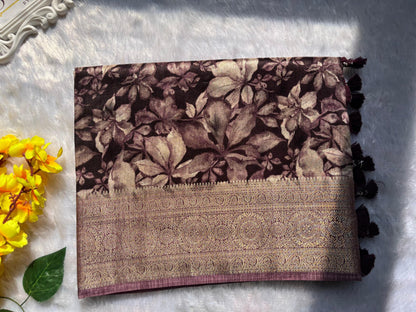 Purple Floral Digital Print Saree