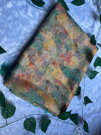 Light Green Floral Saree