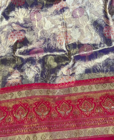 Purple & Pink Tissue Silk Saree