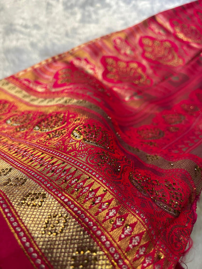 Purple & Pink Tissue Silk Saree