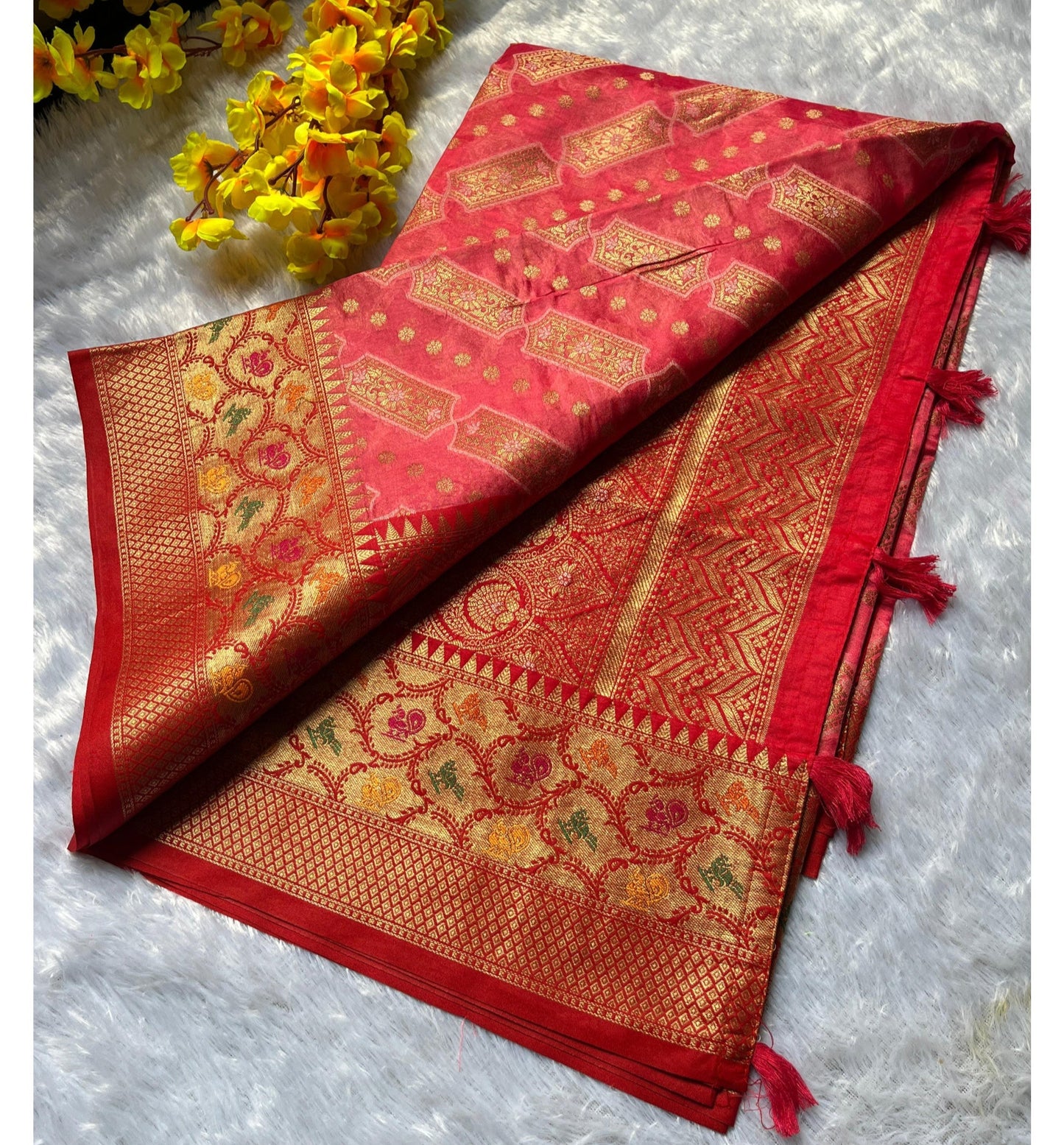 Pink Orgenza Paithani Silk Saree