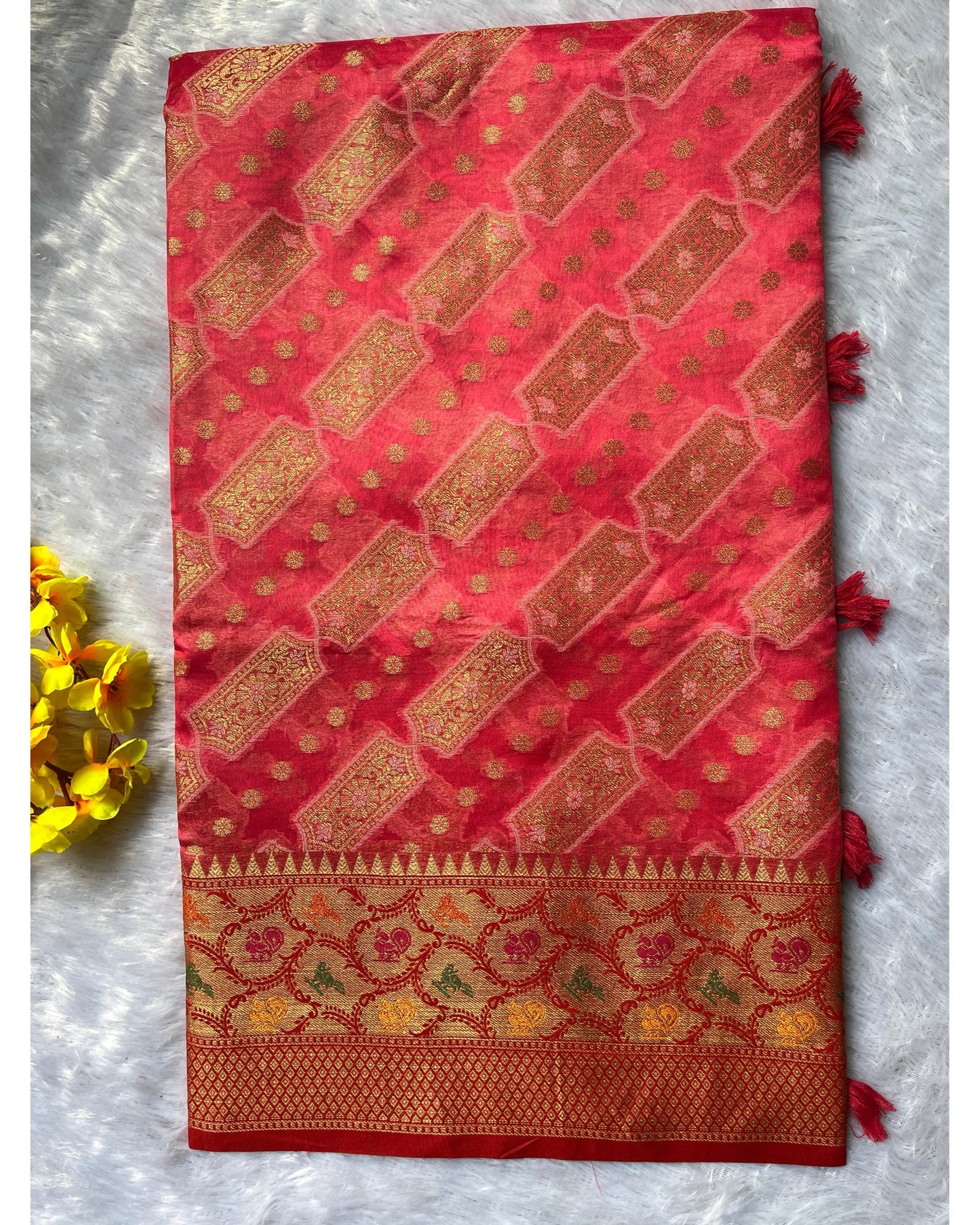 Pink Orgenza Paithani Silk Saree