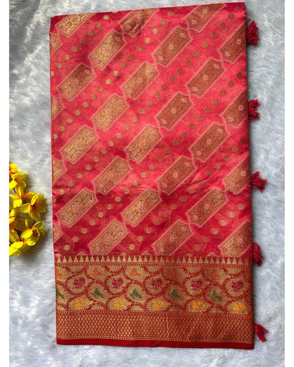 Pink Orgenza Paithani Silk Saree