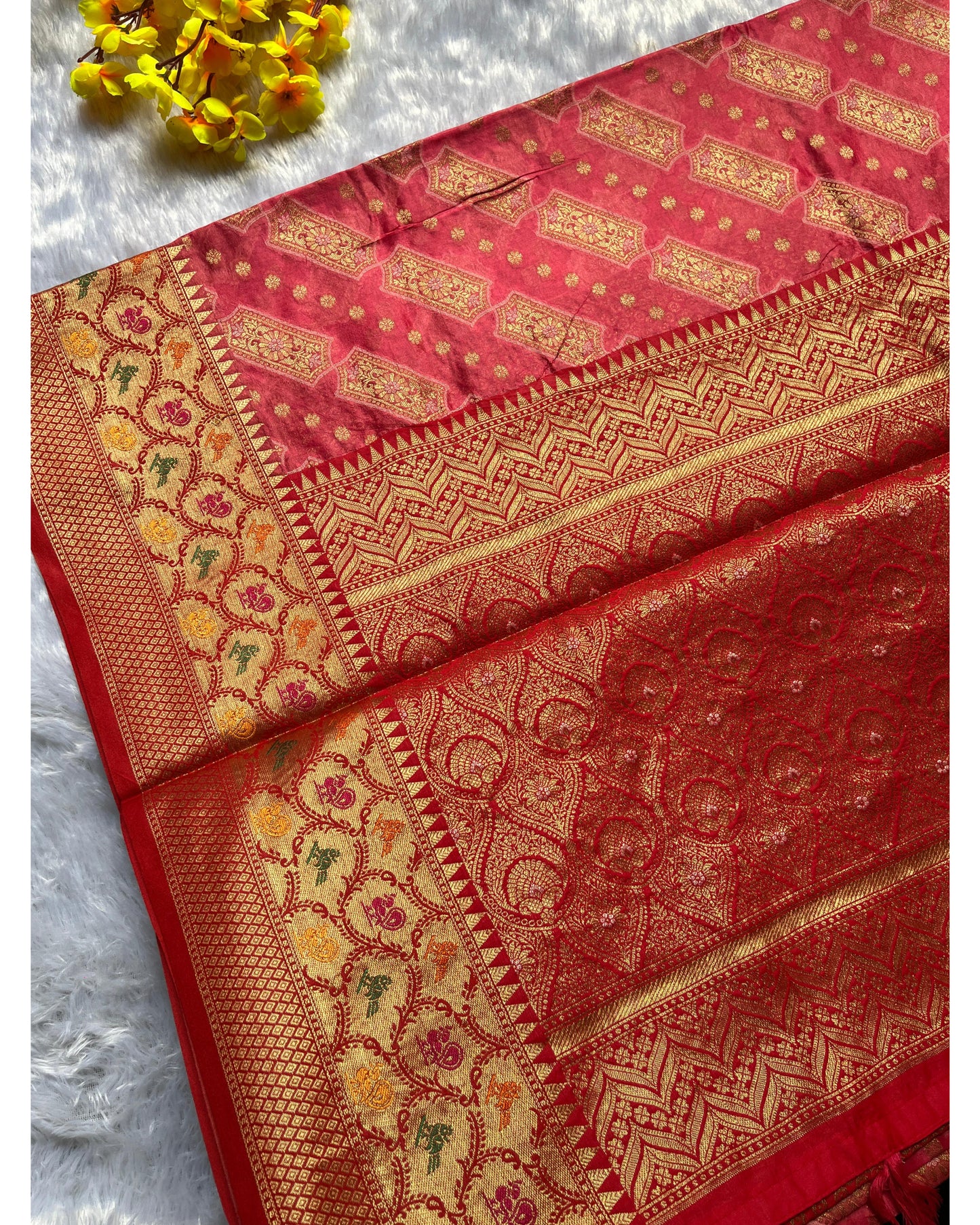 Pink Orgenza Paithani Silk Saree