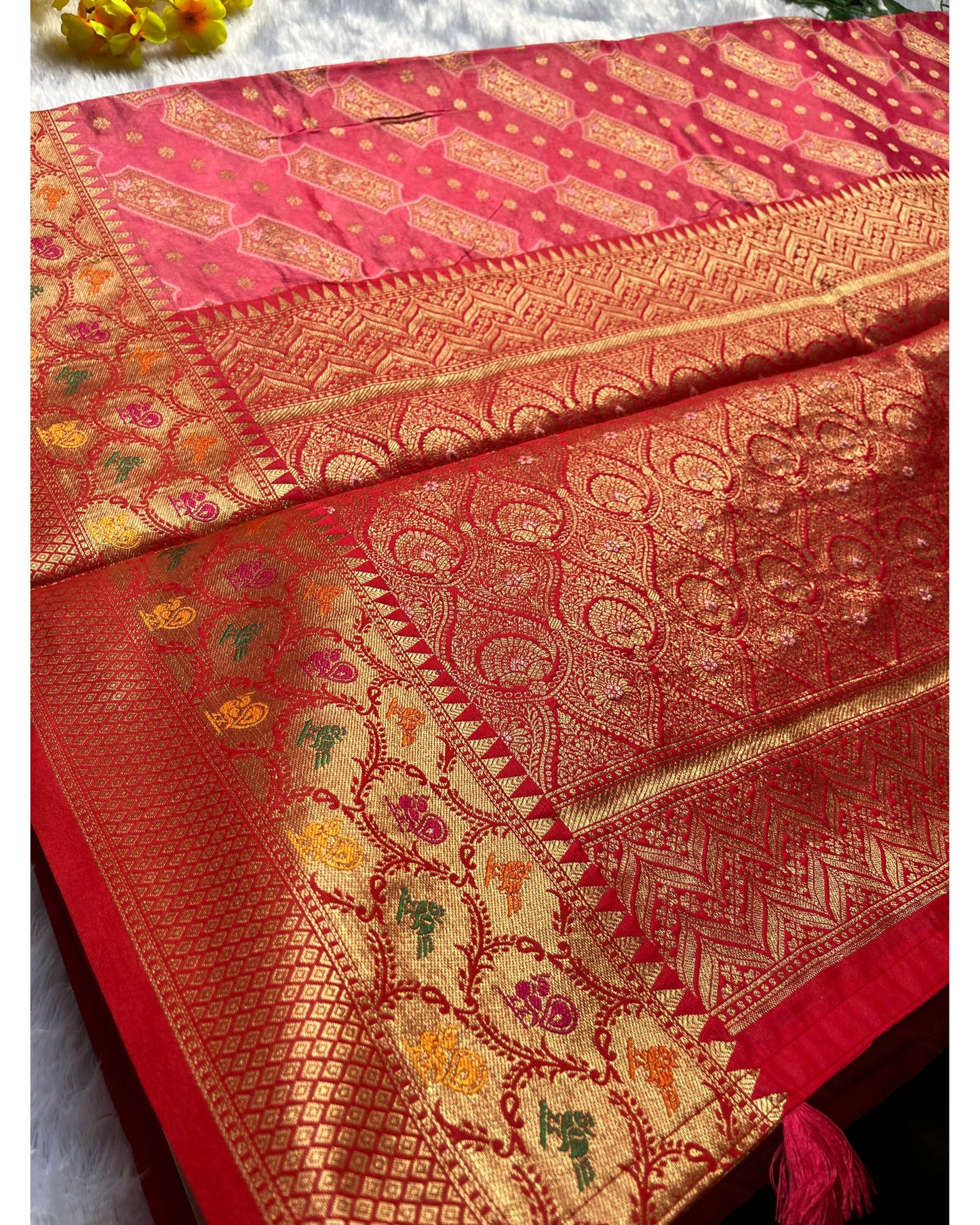 Pink Orgenza Paithani Silk Saree