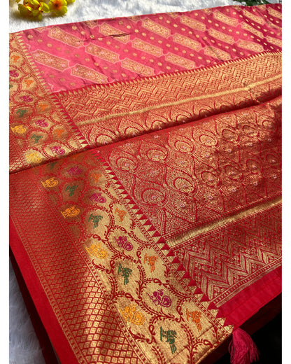 Pink Orgenza Paithani Silk Saree