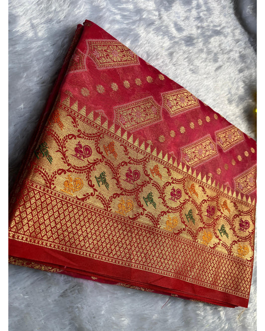 Pink Orgenza Paithani Silk Saree