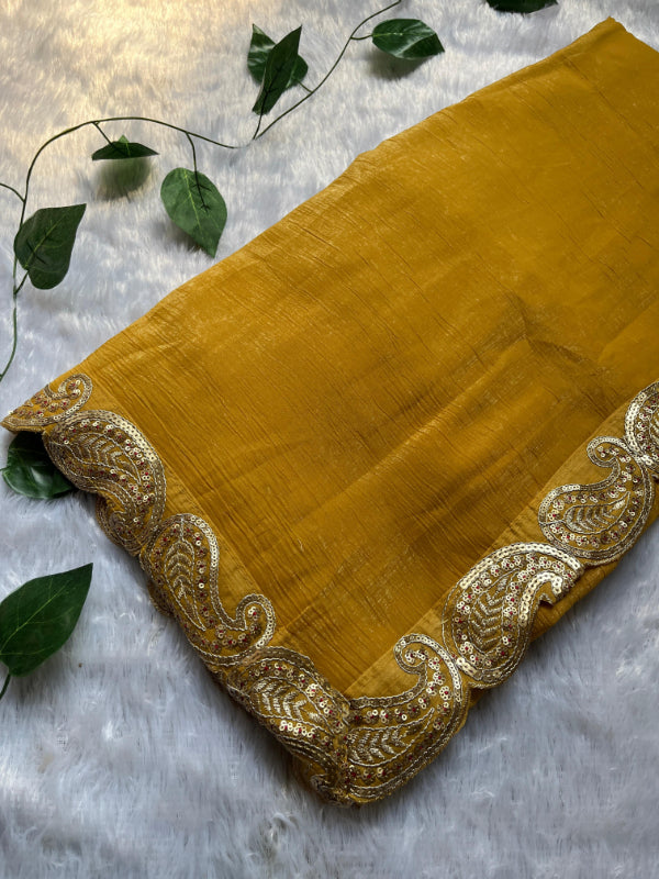 Yellow Saree With Readymade Blouse