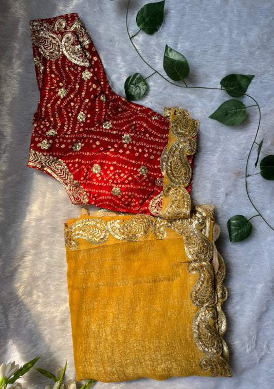 Yellow Saree With Readymade Blouse