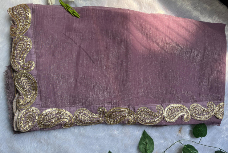 Purple Saree With Readymade Blouse