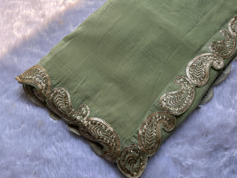 Green Saree With Readymade blouse