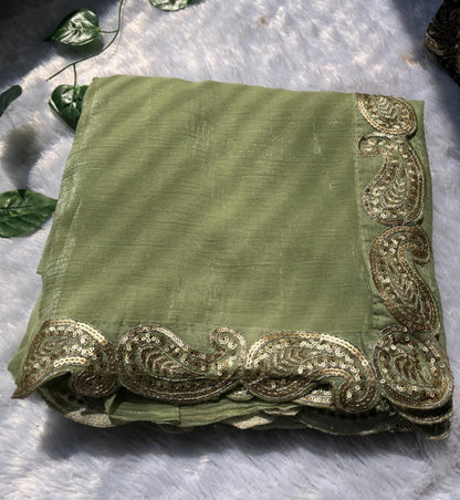 Green Saree With Readymade blouse