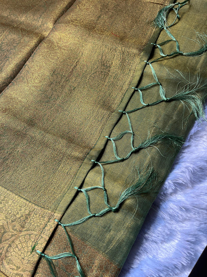 Green Weaving Pallu Tissue Silk Saree