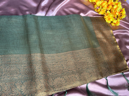 Green Weaving Pallu Tissue Silk Saree